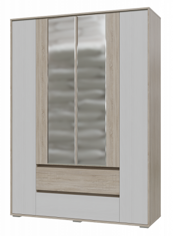 Шкаф 4-х дверный с ящиками Мальта 1600 Дуб сонома/Рамух белый в Уяре - uyar.mebel54.com | фото