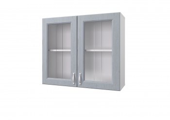 Шкаф 80 с 2-мя витринами Принцесса (Серый/корпус Белый) в Уяре - uyar.mebel54.com | фото