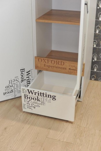 Шкаф для белья «Оксфорд» (Ривьера/Белый с рисунком) в Уяре - uyar.mebel54.com | фото