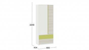 Шкаф для одежды комбинированный «Сканди» Дуб Гарден/Белый/Зеленый в Уяре - uyar.mebel54.com | фото