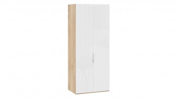 Шкаф для одежды с 2 глухими дверями «Эмбер» Яблоня Беллуно/Белый глянец в Уяре - uyar.mebel54.com | фото