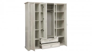 Шкаф для одежды "Сохо" (бетон пайн белый/2 ящика/зеркало) в Уяре - uyar.mebel54.com | фото