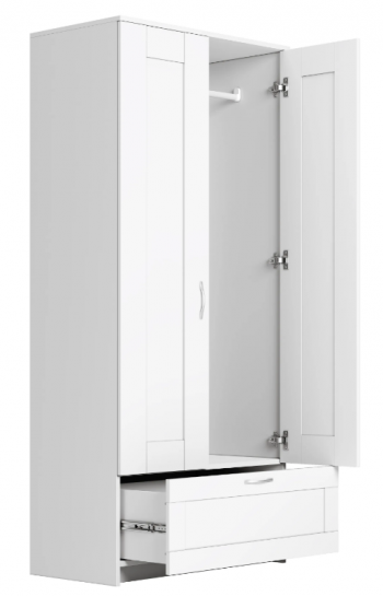 Шкаф двухдверный Сириус с 1 ящиком белый в Уяре - uyar.mebel54.com | фото
