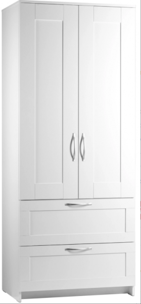 Шкаф двухдверный Сириус с 2 ящиками белый в Уяре - uyar.mebel54.com | фото