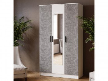 Шкаф комбинированный Ларс (1,2) с зеркалом белый/ателье светлое в Уяре - uyar.mebel54.com | фото