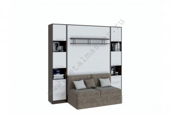 Шкаф-кровать с диваном БЕЛА с полкой ножкой в Уяре - uyar.mebel54.com | фото
