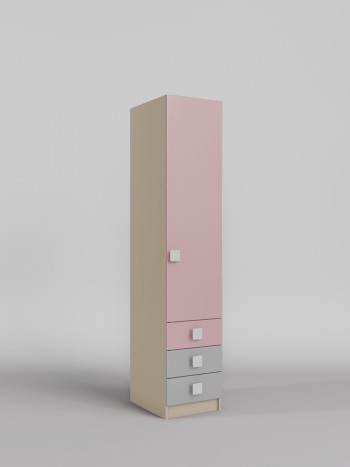 Шкаф угловой (секция с ящиками) Грэйси (Розовый/Серый/корпус Клен) в Уяре - uyar.mebel54.com | фото