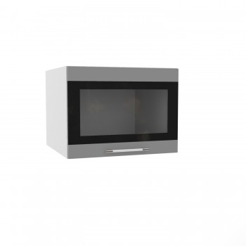 Шкаф верхний Ройс ГВПГСФ 600 (Белый софт/Серый/горизонт) в Уяре - uyar.mebel54.com | фото