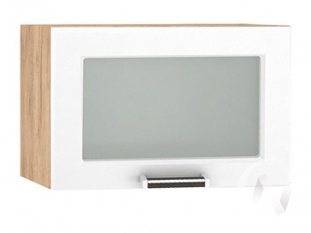 Шкаф верхний со стеклом Прага ШВГС 500 (Белое дерево/корпус дуб крафт золотой) в Уяре - uyar.mebel54.com | фото