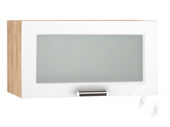 Шкаф верхний со стеклом Прага ШВГС 600 (Белое дерево/корпус дуб крафт золотой) в Уяре - uyar.mebel54.com | фото