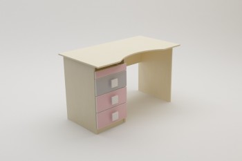 Стол (столешница с выемкой) Грэйси (Розовый/Серый/корпус Клен) в Уяре - uyar.mebel54.com | фото