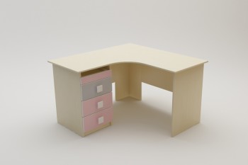 Стол угловой Грэйси (Розовый/Серый/корпус Клен) в Уяре - uyar.mebel54.com | фото
