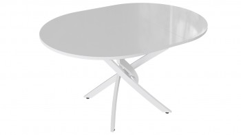 Стол обеденный «Diamond» Тип 3 (Белый муар/Белый глянец) в Уяре - uyar.mebel54.com | фото
