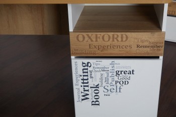 Стол с ящиками «Оксфорд» (Ривьера/Белый с рисунком) в Уяре - uyar.mebel54.com | фото