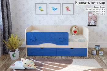 Техно Кровать детская 2 ящика 1.6 Синий глянец в Уяре - uyar.mebel54.com | фото
