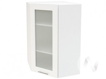 Угловой шкаф со стеклом Валерия-М ШВУС-599 (Белый глянец/Белый/верхний/высокий) в Уяре - uyar.mebel54.com | фото